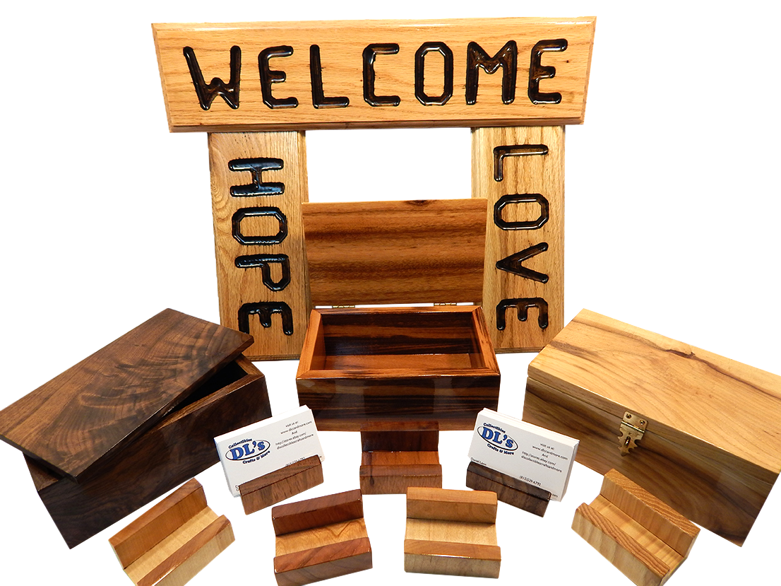 DLCCandMORE picture of handcrafted wood boxes signs and businesscard holders